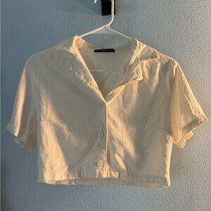 Brandy Melville Cropped White Button Up
